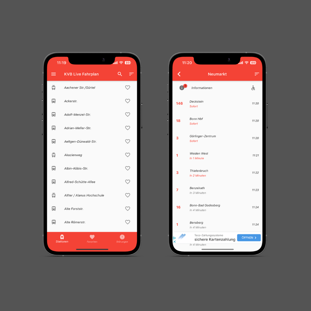 KVB Live Fahrplan App